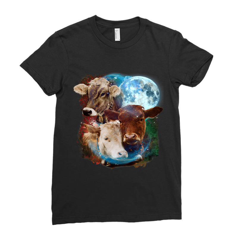 3 Moon Cow Funny Livestock Cattle Animal Lovers Ar Ladies Fitted T-Shirt by AURRADILLARD | Artistshot