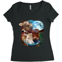 3 Moon Cow Funny Livestock Cattle Animal Lovers Ar Women's Triblend Scoop T-shirt | Artistshot