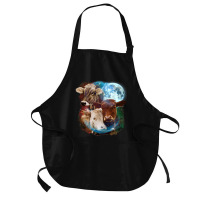 3 Moon Cow Funny Livestock Cattle Animal Lovers Ar Medium-length Apron | Artistshot