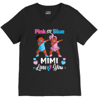 Pink Or Blue Mimi Loves You Black Baby Gender Reve V-neck Tee | Artistshot