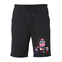 4th Of July Cute American Flag Funny Cow Fireworks Fleece Short | Artistshot