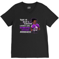 Womens Survivor Domestic Violence Awareness Purple V-neck Tee | Artistshot