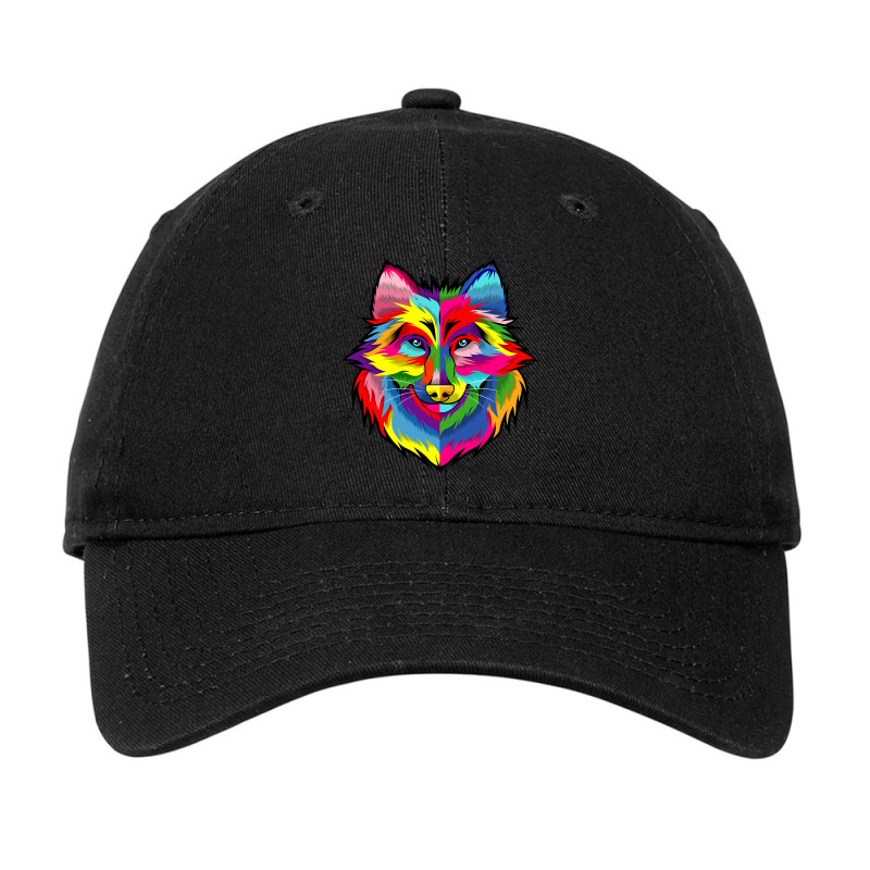 Rainbow Wolf Colorful Wild Animal Dog Lovers Magic Adjustable Cap by Upsunshine | Artistshot