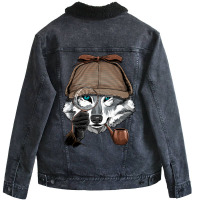 Detective Gray Wolf Spy Investigator Wildlife Wolf Unisex Sherpa-lined Denim Jacket | Artistshot