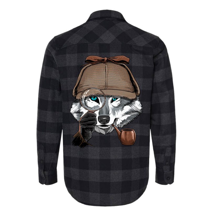 Detective Gray Wolf Spy Investigator Wildlife Wolf Flannel Shirt by JESSICAMARTINA | Artistshot