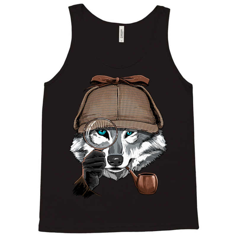 Detective Gray Wolf Spy Investigator Wildlife Wolf Tank Top by JESSICAMARTINA | Artistshot