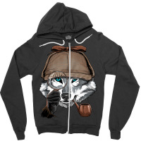 Detective Gray Wolf Spy Investigator Wildlife Wolf Zipper Hoodie | Artistshot