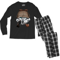 Detective Gray Wolf Spy Investigator Wildlife Wolf Men's Long Sleeve Pajama Set | Artistshot