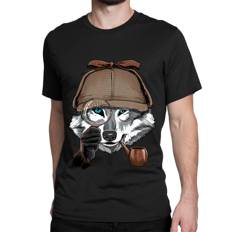 Detective Gray Wolf Spy Investigator Wildlife Wolf Classic T-shirt by JESSICAMARTINA | Artistshot