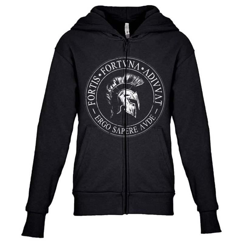 Fortis Fortuna Adiuvat Ergo Sapere Aude Latin Phil Youth Zipper Hoodie by worrekal | Artistshot