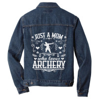 Just A Mom Who Loves Archery Bow Arrow Shooting Sp Men Denim Jacket | Artistshot