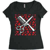 Scissor Comb Hearts Valentines Day Hair Stylist Dr Women's Triblend Scoop T-shirt | Artistshot