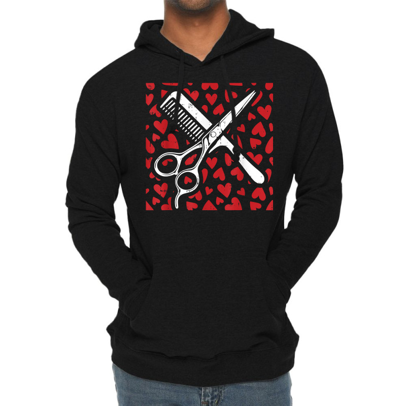 Scissor Comb Hearts Valentines Day Hair Stylist Dr Lightweight Hoodie by hiett | Artistshot