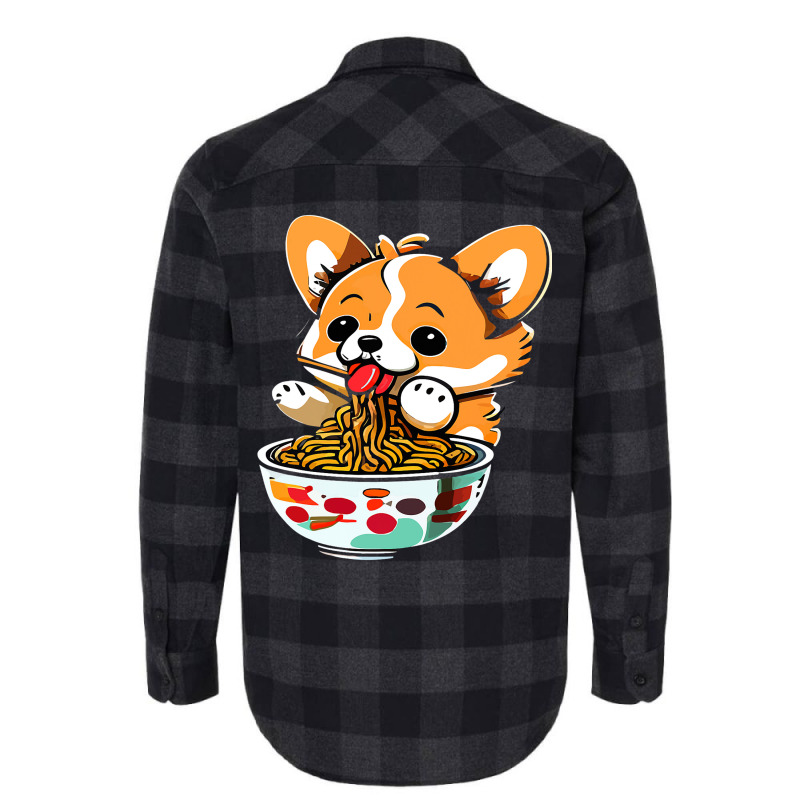 Kawaii Corgi Eating Ramen Dog Lover Manga Anime Ja Flannel Shirt by SweetCurl | Artistshot