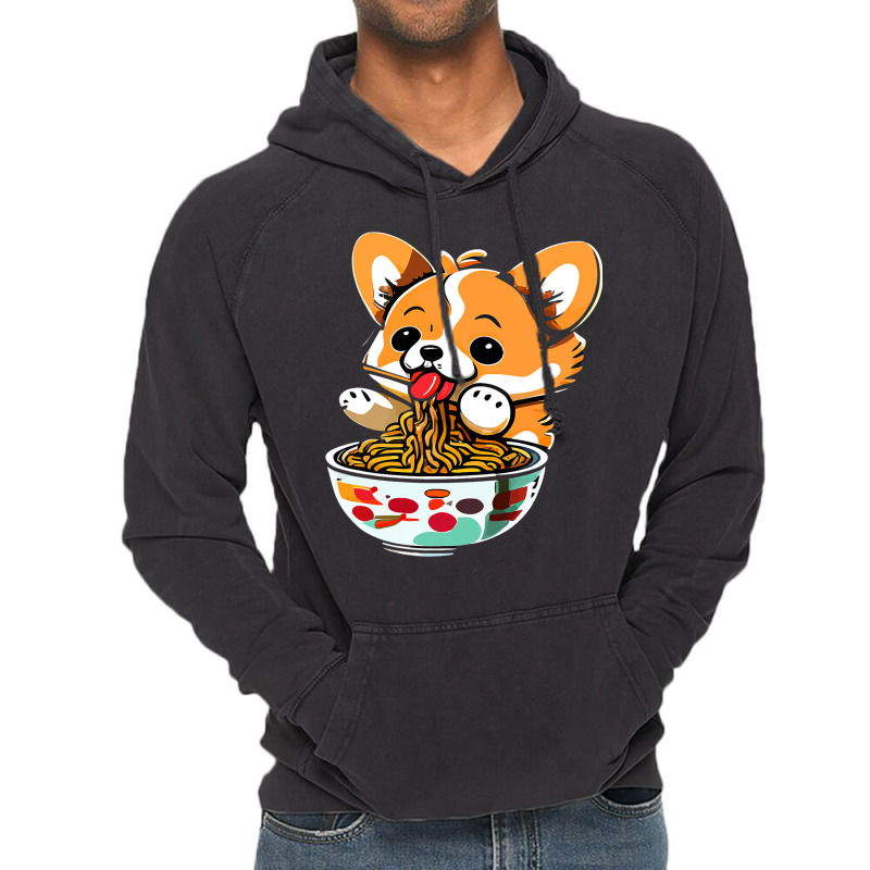 Kawaii Corgi Eating Ramen Dog Lover Manga Anime Ja Vintage Hoodie by SweetCurl | Artistshot