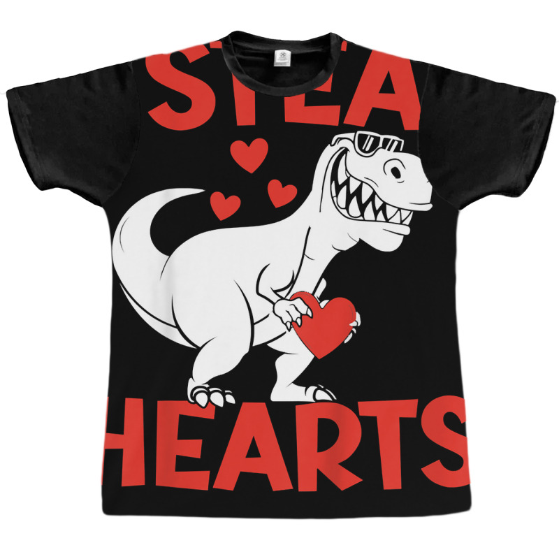 Kids Valentines Day I Steal Hearts Love Trex Dino Graphic T-shirt | Artistshot