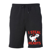 Kids Valentines Day I Steal Hearts Love Trex Dino Fleece Short | Artistshot