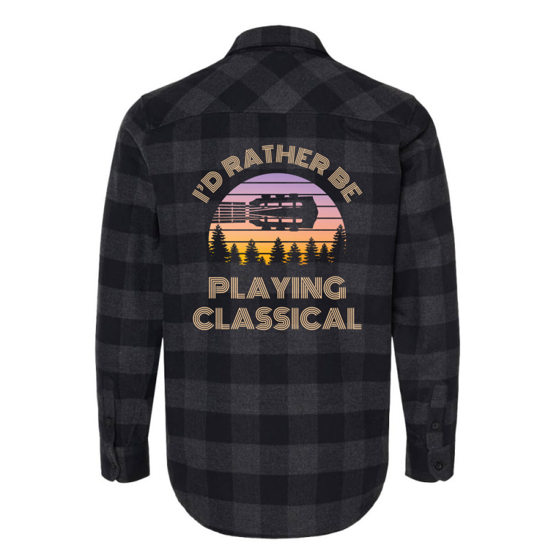 I'd Rather Be Playing Guitar Classical Guitar Head Flannel Shirt | Artistshot