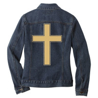 Christian Cross Crucifix Latin Cross Traditional C Ladies Denim Jacket | Artistshot