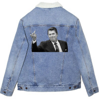 Ronald Reagan Flipping The Bird Unisex Sherpa-lined Denim Jacket | Artistshot