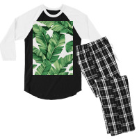 Tropical Banana Leaves Men's 3/4 Sleeve Pajama Set | Artistshot