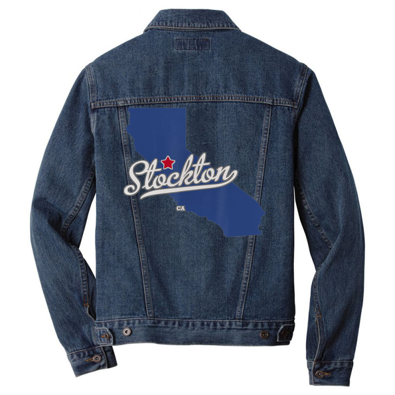 Stockton California Ca Map T Shirt Men Denim Jacket by voutsro | Artistshot