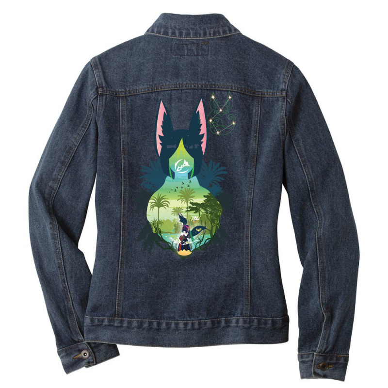 Tighnari Negative Space Ladies Denim Jacket by qeemkacusax | Artistshot