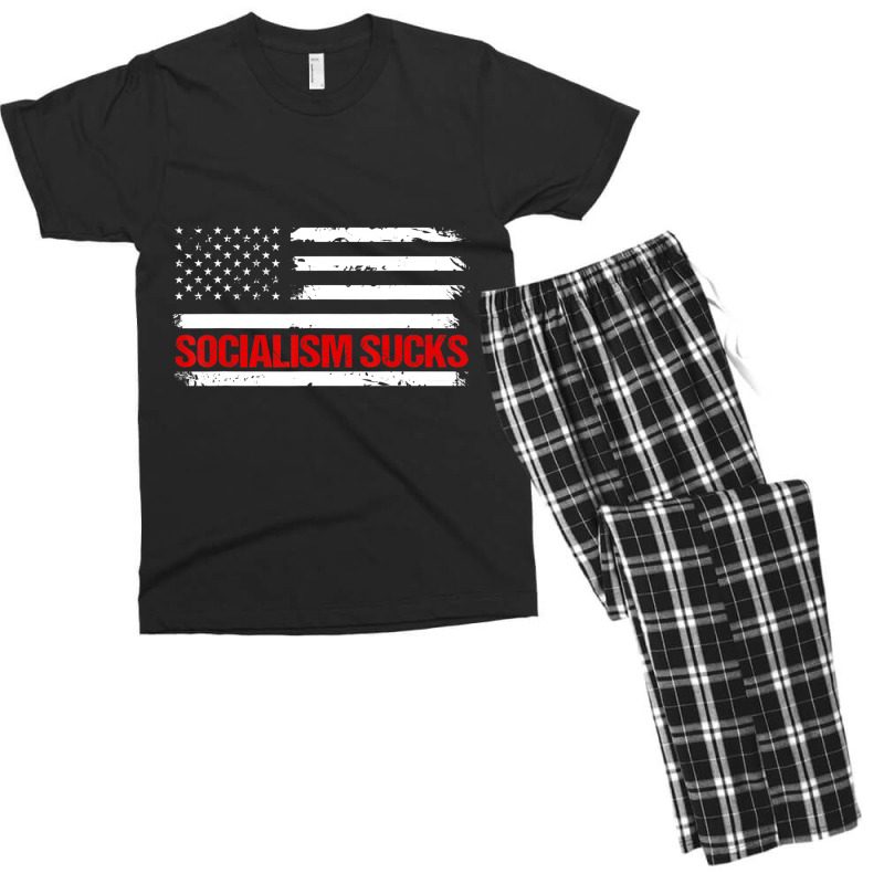 American Flag Socialism Sucks T Shirt Men's T-shirt Pajama Set | Artistshot