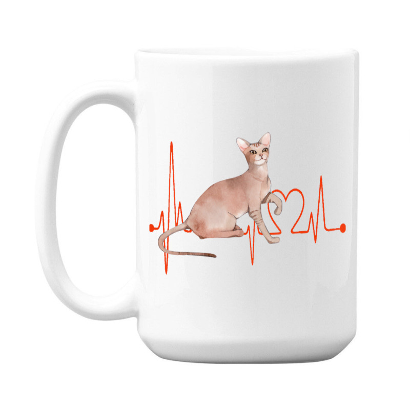 Oriental Cat Heartbeat Ekg Cat Mom Cat Dad Cat Lov 15 Oz Coffee Mug | Artistshot