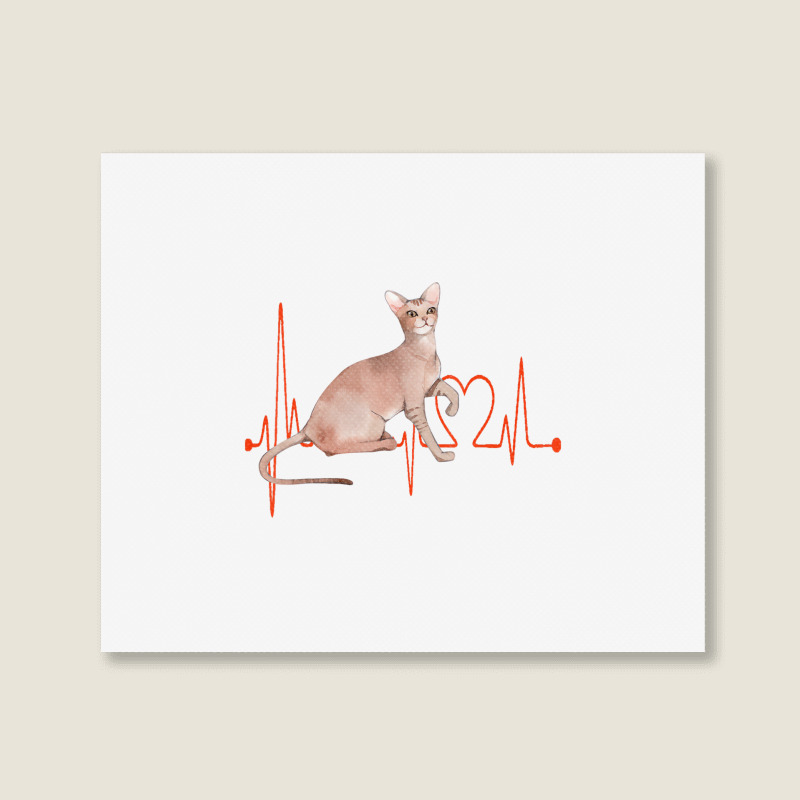 Oriental Cat Heartbeat Ekg Cat Mom Cat Dad Cat Lov Landscape Canvas Print | Artistshot