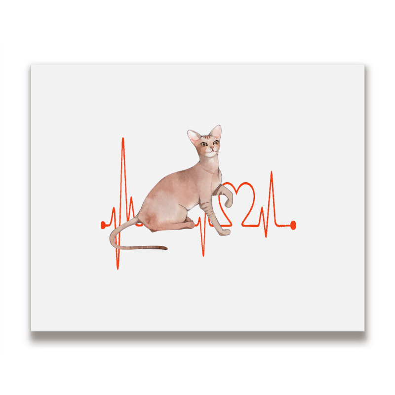 Oriental Cat Heartbeat Ekg Cat Mom Cat Dad Cat Lov Metal Print Horizontal | Artistshot