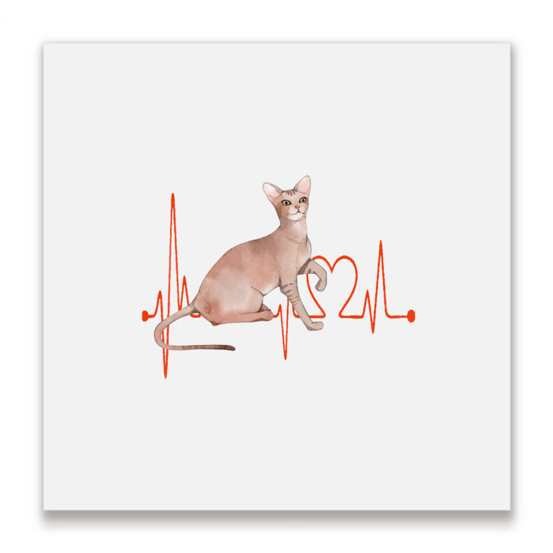 Oriental Cat Heartbeat Ekg Cat Mom Cat Dad Cat Lov Metal Print Square | Artistshot