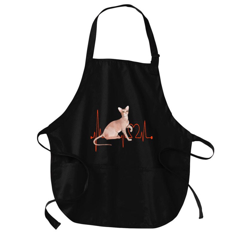 Oriental Cat Heartbeat Ekg Cat Mom Cat Dad Cat Lov Medium-length Apron | Artistshot