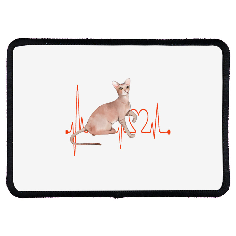 Oriental Cat Heartbeat Ekg Cat Mom Cat Dad Cat Lov Rectangle Patch | Artistshot