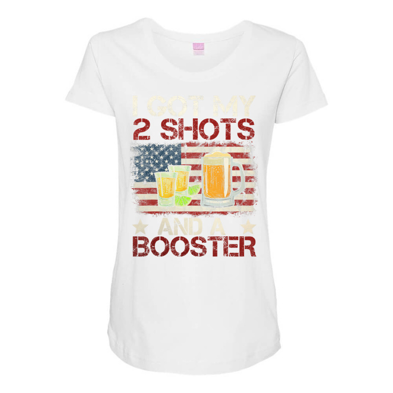 Funny Vaccination I Got My Two Shots And A Booster Maternity Scoop Neck T-shirt by arainro | Artistshot