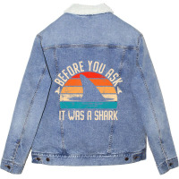 Before You Ask It Was A Shark   Broken Bone T Shir Unisex Sherpa-lined Denim Jacket | Artistshot