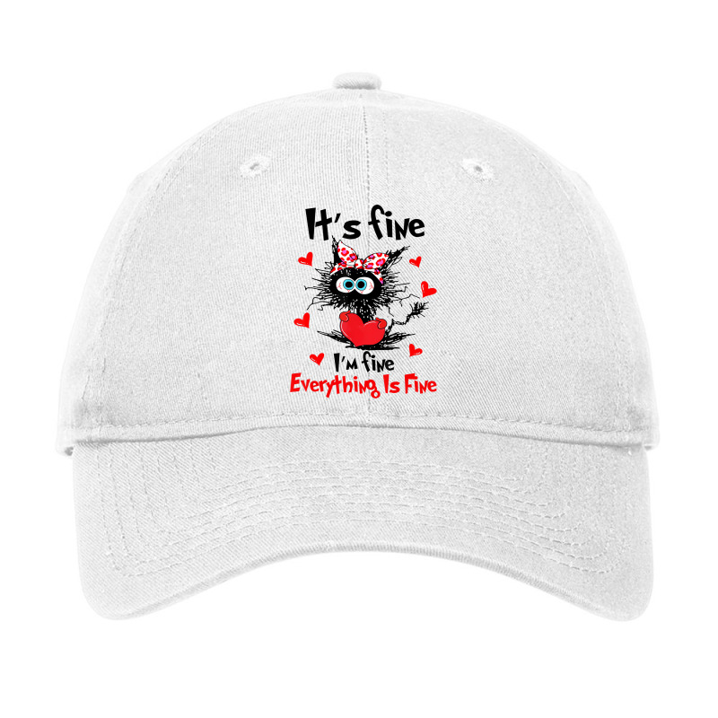 Black Cat Valentine It's Fine I'm Fine Everything Adjustable Cap | Artistshot