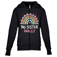 Big Sister Finally Rainbow New Baby Announcement T Youth Zipper Hoodie | Artistshot