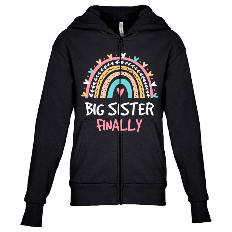 Big Sister Finally Rainbow New Baby Announcement T Youth Zipper Hoodie by scrabeck | Artistshot