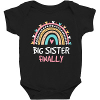 Big Sister Finally Rainbow New Baby Announcement T Baby Bodysuit | Artistshot