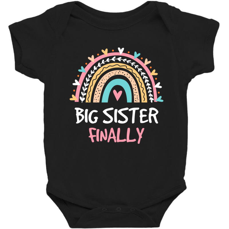 Big Sister Finally Rainbow New Baby Announcement T Baby Bodysuit by scrabeck | Artistshot