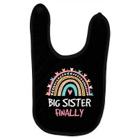 Big Sister Finally Rainbow New Baby Announcement T Baby Bibs | Artistshot