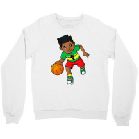 Black King Dribbling A Basketball Brown Skin Boys Crewneck Sweatshirt | Artistshot