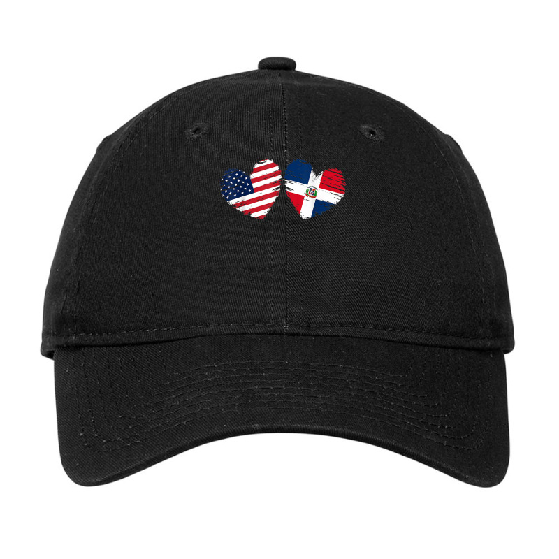 Usa Dominican Republic Flag Heart Dominican American T Shirt Adjustable Cap by men.adam | Artistshot