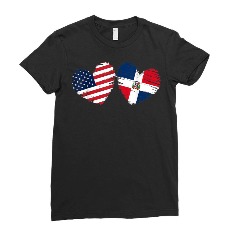 Usa Dominican Republic Flag Heart Dominican American T Shirt Ladies Fitted T-Shirt by men.adam | Artistshot