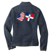 Usa Dominican Republic Flag Heart Dominican American T Shirt Ladies Denim Jacket | Artistshot