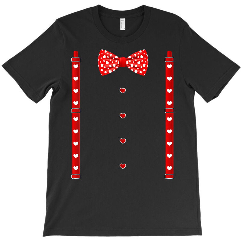 Red Hearts Bow Tie Suspenders Valentines Day Costu T-shirt | Artistshot