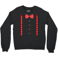 Red Hearts Bow Tie Suspenders Valentines Day Costu Crewneck Sweatshirt | Artistshot