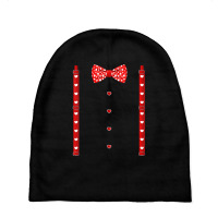 Red Hearts Bow Tie Suspenders Valentines Day Costu Baby Beanies | Artistshot