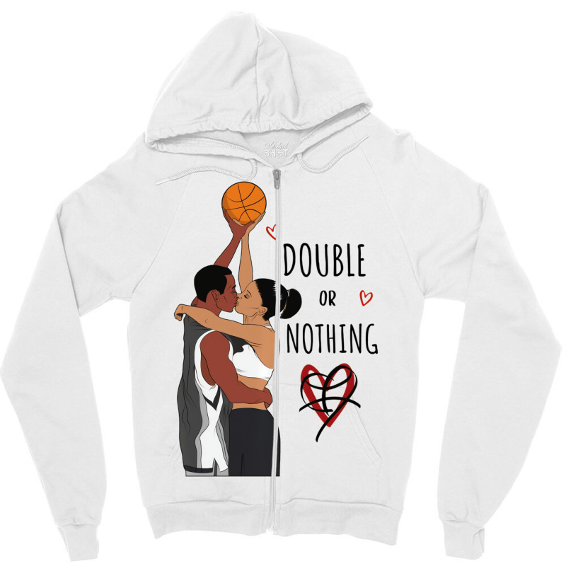 Couple Black Basketball Movies I Love You Card His Zipper Hoodie by tamicam | Artistshot